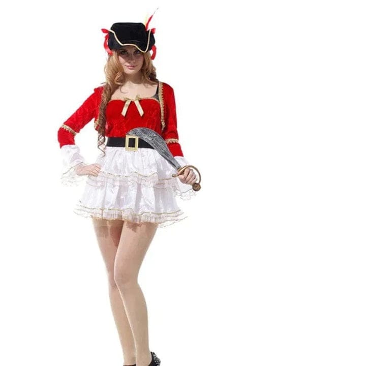 Déguisement pirate femme rayures rouges – Image 11