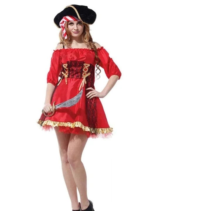 Déguisement pirate femme rayures rouges – Image 10