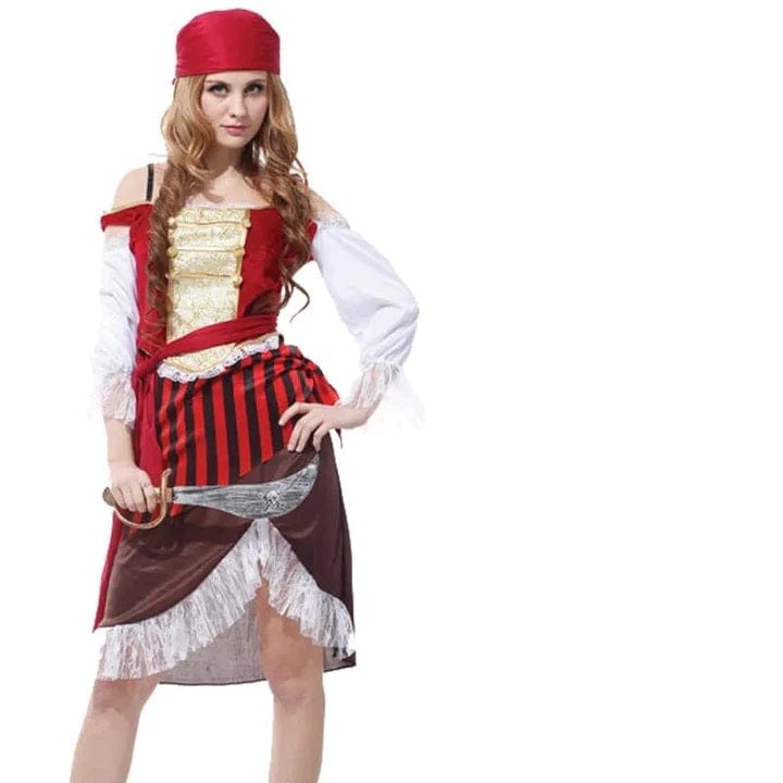 Déguisement pirate femme rayures rouges – Image 7